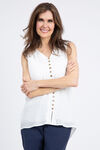 Sleeveless Layered Button Front Blouse, White, original image number 2