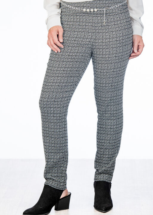 Shimmering Houndstooth Pearl-Chain Pants, Green, original