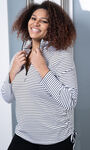 Long Sleeve ¼ Zip Striped Pullover, Black, original image number 1