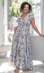 Flutter Sleeve Maxi Dress, Blue, original image number 0