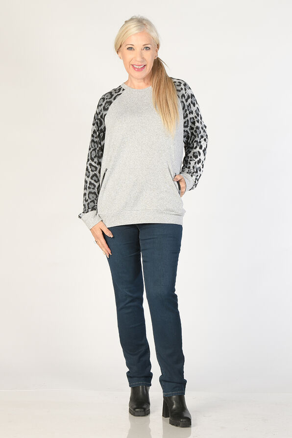 Leopard-Spice Sweater Sweatshirt, Grey, original image number 1