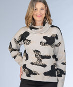 Camel Animal Turtleneck Sweater, Taupe, original image number 0