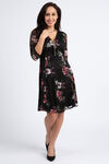 Floral Lace Overlay Dress, Black, original image number 0