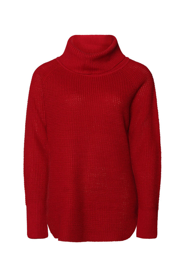 Lilith Waffle Knit Sweater, Red, original image number 0