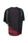 Poncho Style Glitter and Chiffon Top, Red, original image number 1