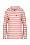 Striped Hooded Waffle Long Sleeve Top, Coral, original image number 4