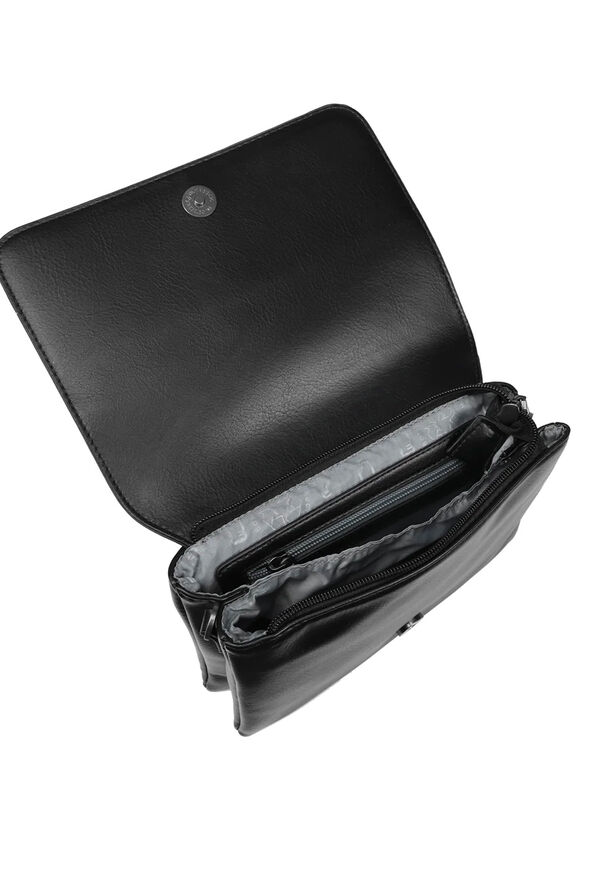 Vegan Leather Crossbody Bag, Black, original image number 2