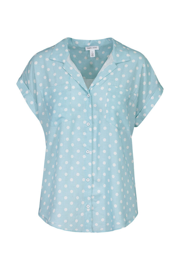 Polka Dot Camp Shirt, Blue, original image number 0