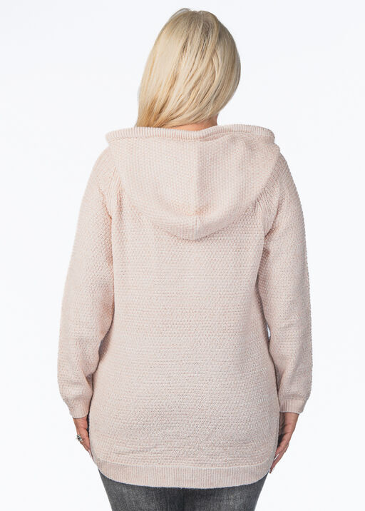 Cable-Knit Hoodie Sweater, Pink, original