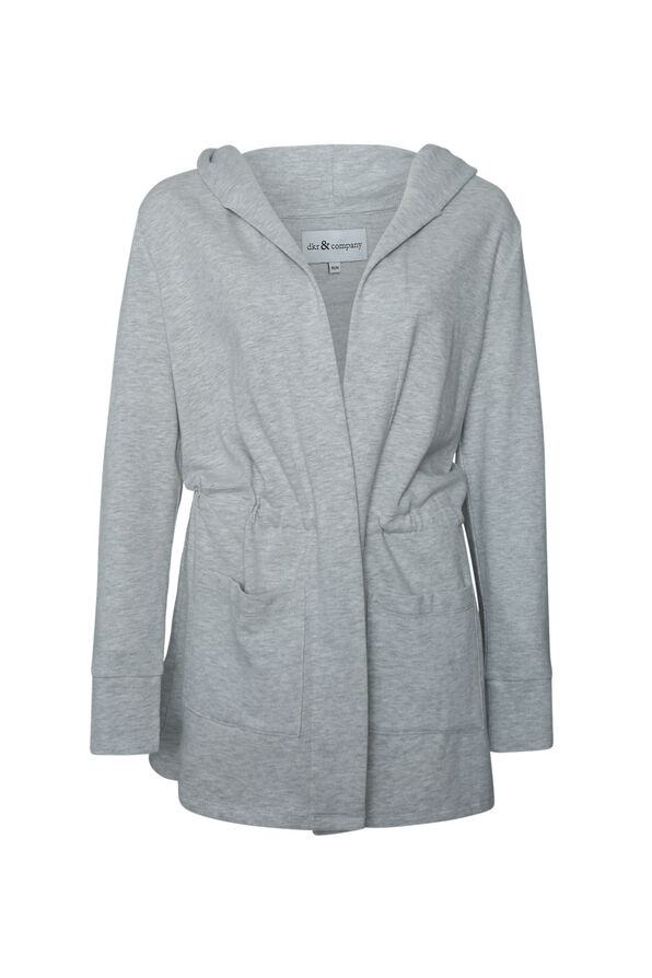 Ultra Soft Hooded Cardigan with Drawstring Waist, , original image number 2