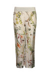 Floral Print Silk Wide Leg Pant , Beige, original image number 0