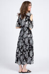 Tiered Maxi Dress w/ Cold Shoulder, Black, original image number 2