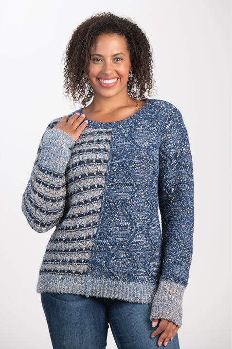 Chunky Knit Sweater w/ Lurex , Indigo, original