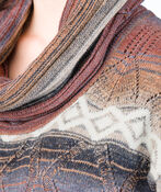 Colorful Cowl Turtleneck Tribal Printed Sweater, Multi, original image number 3