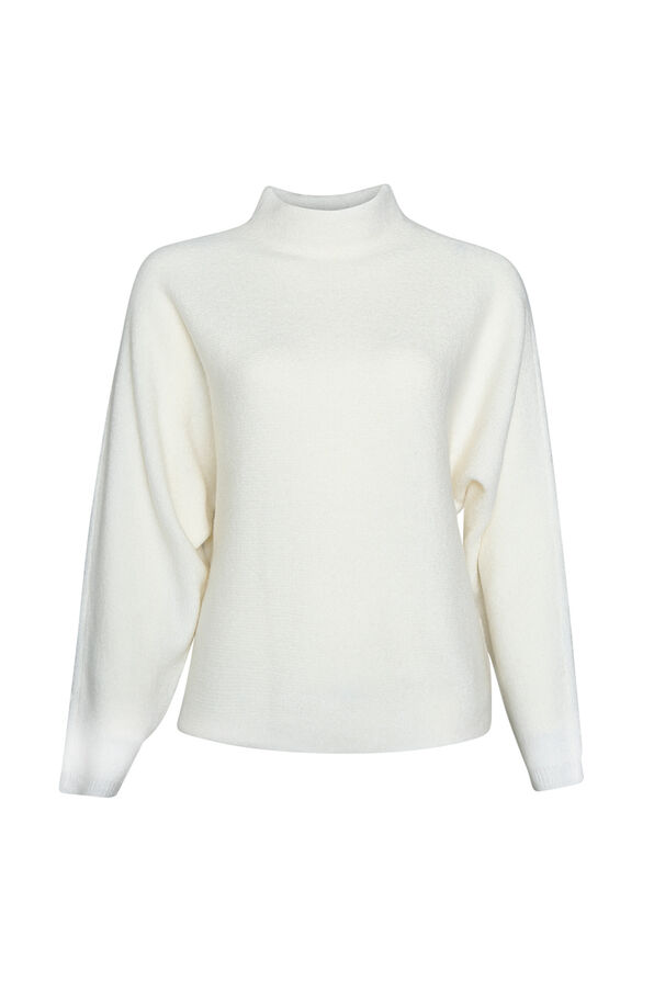 Chic Mock Neck Sweater, White, original image number 0