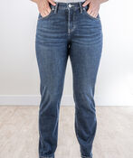 Slim-Leg Mid-Rise Jag Jeans , Denim, original image number 0