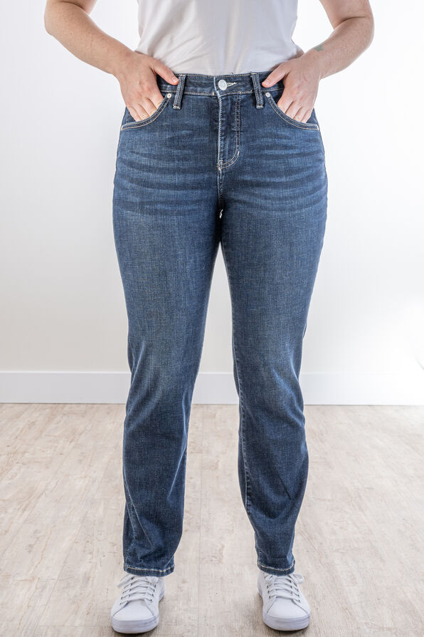 Slim-Leg Mid-Rise Jag Jeans , Denim, original image number 0
