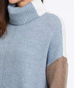 Colorblock Turtleneck Sweater, Blue, original image number 2
