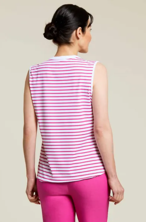Performance Striped Sleeveless Top, Pink, original