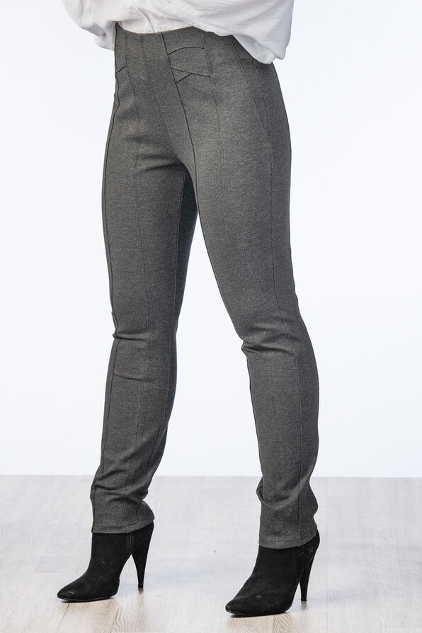 Pipping Pinned Pull-On Skinny Stretchy Pants, Charcoal, original image number 4
