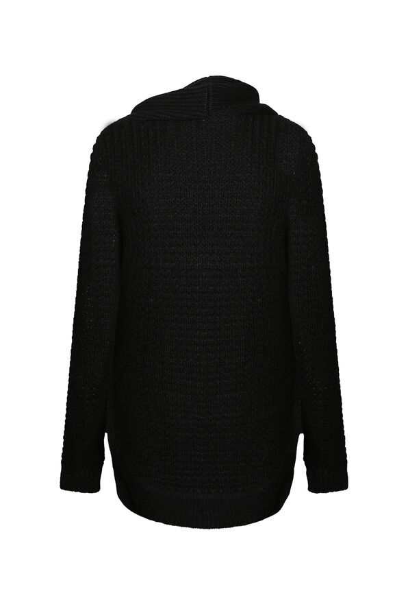 Gia Cable Knit Sweater with Cowl Neck, Black, original image number 1