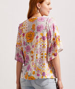 Flowy Kimono Sleeve Blouse w/ Tassels, Pink, original image number 1