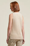 Sleeveless Cable-Knit Sweater, Beige, original image number 1