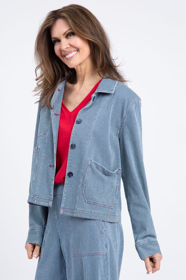Button-Up Jacket, Blue, original image number 1