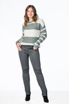 Colorblock Stripe Sweater, Grey, original image number 2