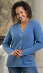 Button Front Tight-Knit Cardigan, Blue, original image number 0