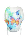 Butterfly Print Overlay Top with Side Ties, Multi, original image number 1