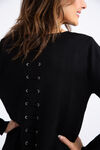 Long Sleeve Grommet Back Sweater , Black, original image number 3