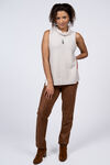 Pull-On Faux Suede Pants, Brown, original image number 0
