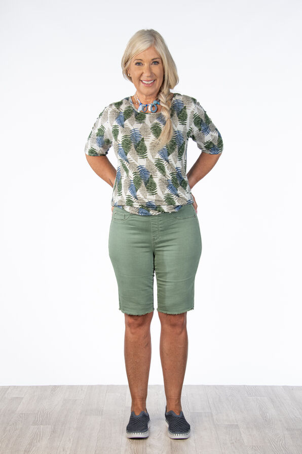Olive Bermuda Shorts, Green, original image number 1
