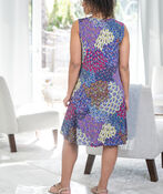 Peacock Print Sleeveless Midi Dress, Purple, original image number 1