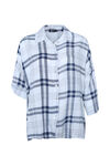Plaid Button Up T-Shirt with Roll Tab Sleeve, White, original image number 0