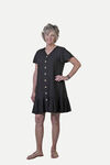 Flutter Sleeve Button Front Dress, Black, original image number 0
