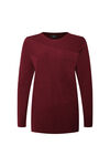 Ribbed Sweater with Side Slits, Wine, original image number 0