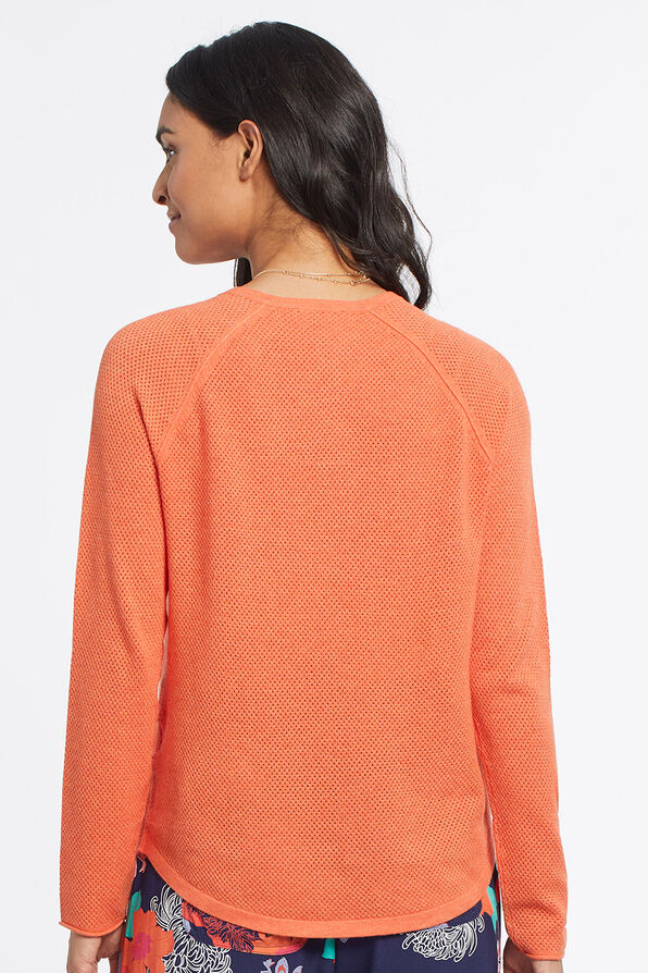 Mesh-Knit  Raglan Sweater, Coral, original image number 1