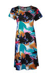 Short Sleeve Swing Dress with Grommet Laced Shoulder, Turquoise, original image number 0
