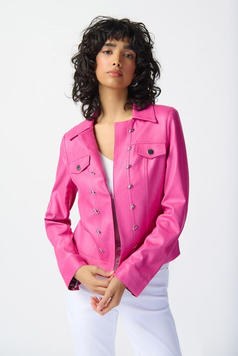 Foiled Suede Jacket w/ Metal Trims, Pink, original