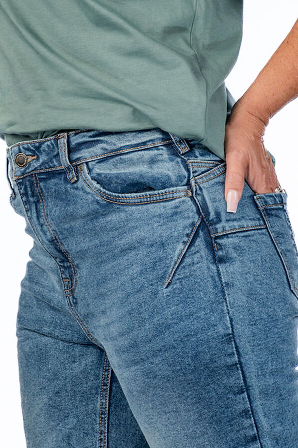 Five-Pocket Cuffed Rhinestones Mom Jeans, Denim, original image number 2