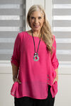 ¾ Sleeve Layered Tunic w/ Buttons, , original image number 0