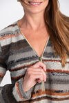 Long Sleeve Zip Neck Top , Brown, original image number 2