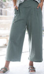 100% Cotton Pull-On Ankle Pant, Olive, original image number 0