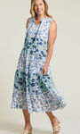 Flowy Floral Print Maxi Dress, Blue, original image number 0