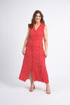 Sleeveless Maxi Dress w/ Floral Print, Red, original image number 0
