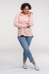 Striped Hooded Waffle Long Sleeve Top, Coral, original image number 3