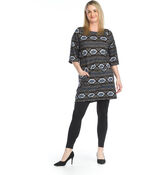 Geometric Printed Multi-Colored Tunic Shirt With Pockets , Black, original image number 0