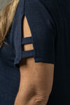 Side Shoulder Slit Shirt , Navy, original image number 3